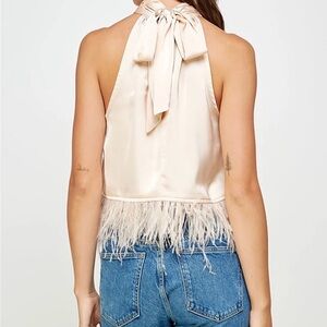 Strut‎ & Bolt | Blush Pink Halter Top with Feather Detail
